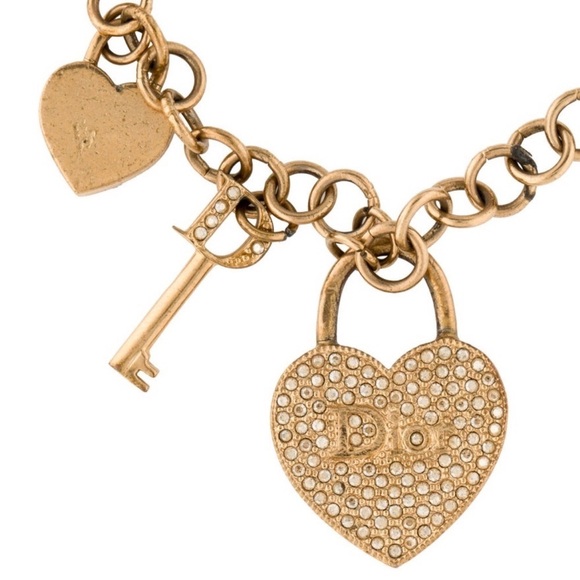 CHRISTIAN DIOR Women’s Charm Bracelet. ✨Pink & Clear Crystals✨ADORABLE - Picture 2 of 11